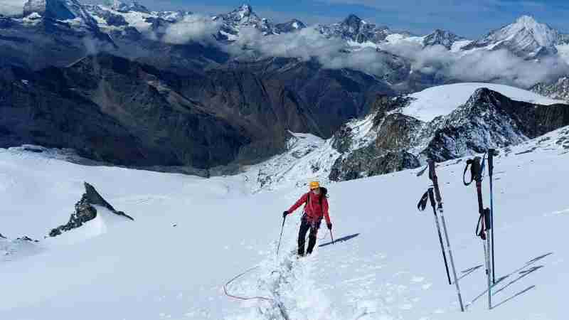 Join us for an unforgettable alpine adventure as we climb three legendary 4000m peaks — Breithorn, Allalinhorn, and Gran Paradiso! This high-altitude mountaineering trip takes you across the Swiss and - Digital concept art for illustrative purpose, tags: über den schweizer - Monok
